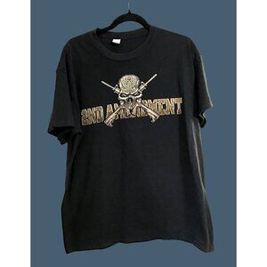 GILDAN MENS BLACK GRAPHIC SHORT SLEEVE CREW NECK COTTON T-SHIRT SIZE X-LARGE